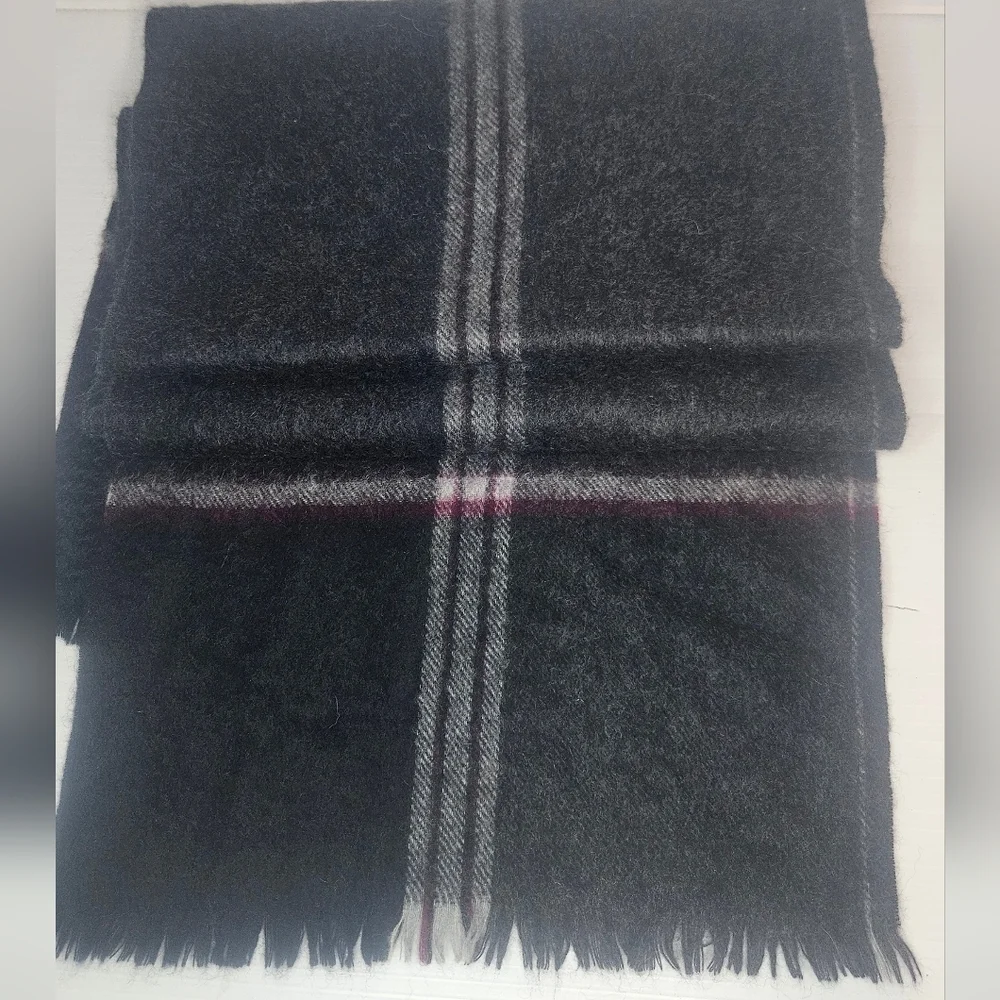 Erdenet Men’s 100% Cashmere Scarf Gray Plaid Soft Warm 64
